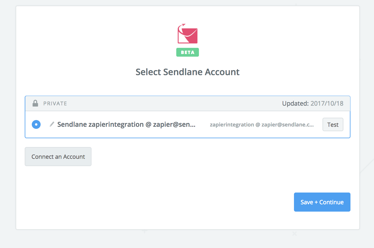 Sendlane connection successful