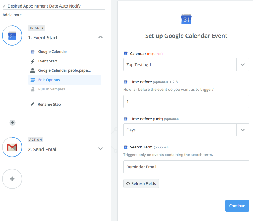 airtable zapier google calendar