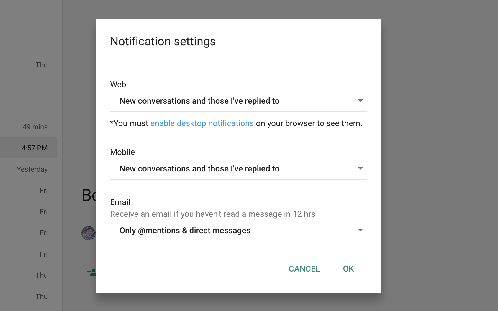 Set Google Hangouts Notifications