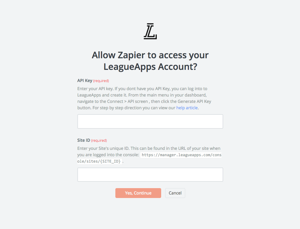 LeagueApps API Key