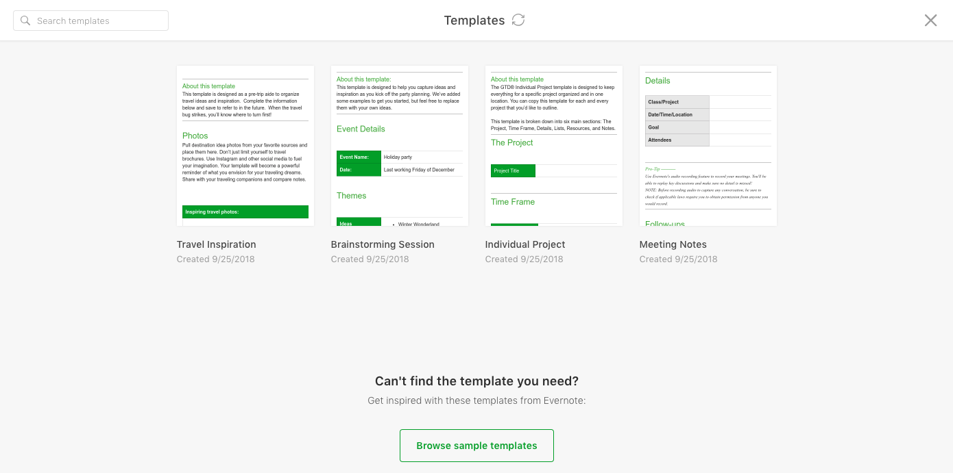 evernote templates project management