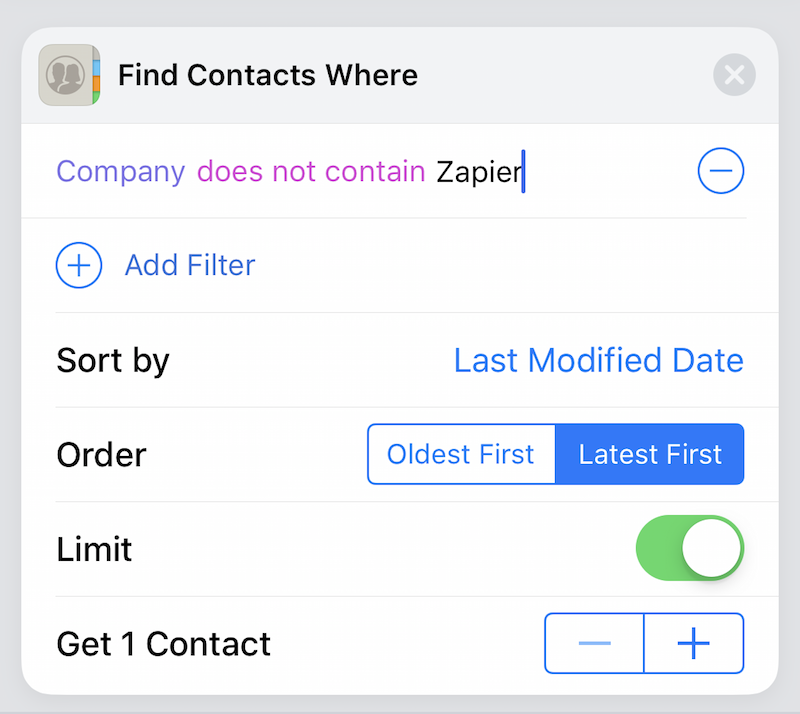 Siri Shortcuts Get Contact