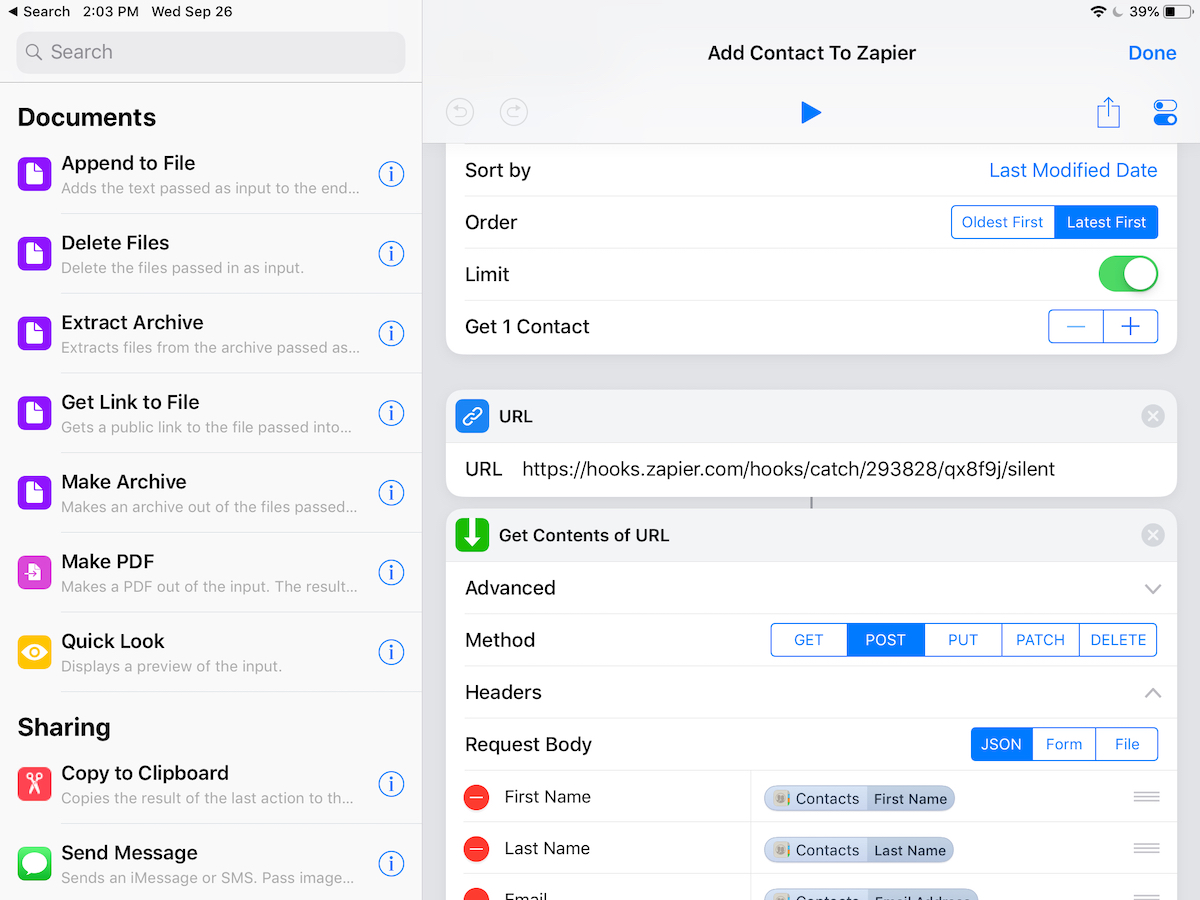 Apple Shortcuts for iPad