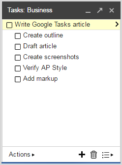 Add sub-tasks in Google Tasks