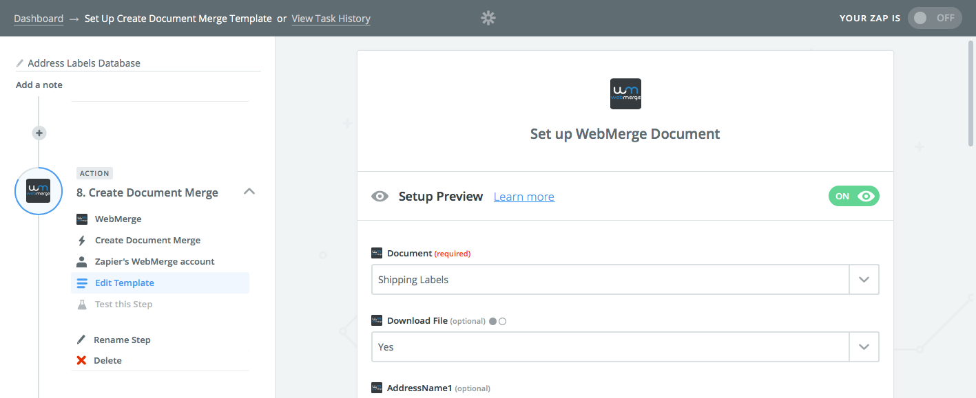 Zapier WebMerge