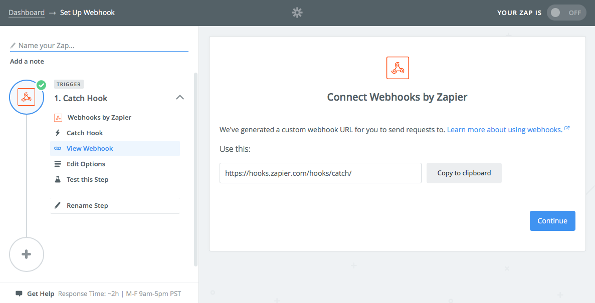 Make a Webhook Zap in Zapier