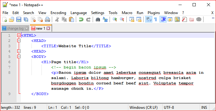 Notepad++ screenshot