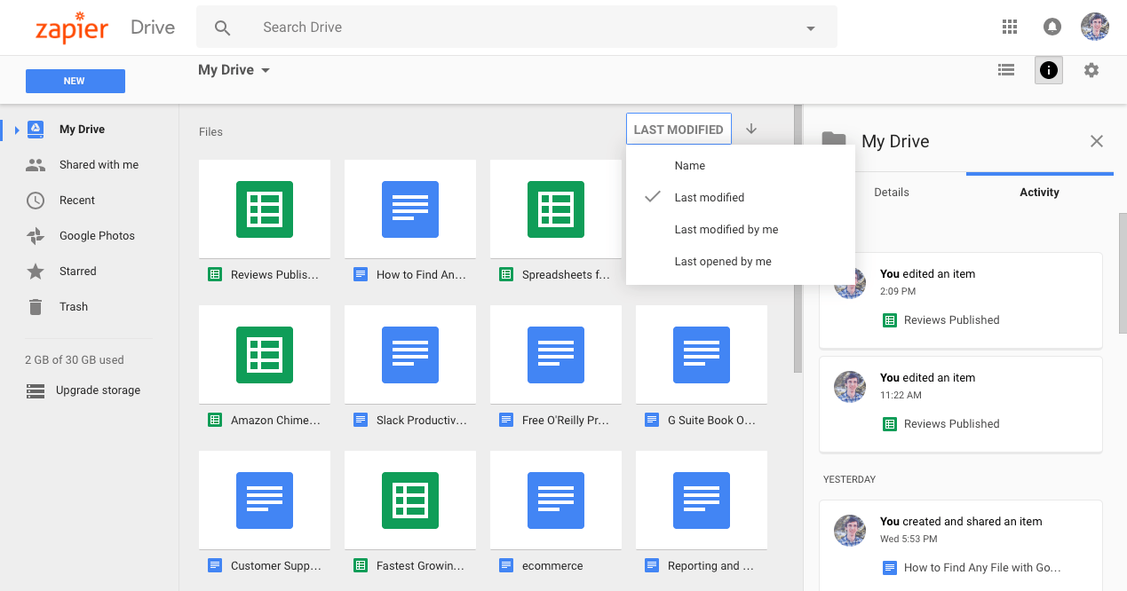 Google Drive Last Modified