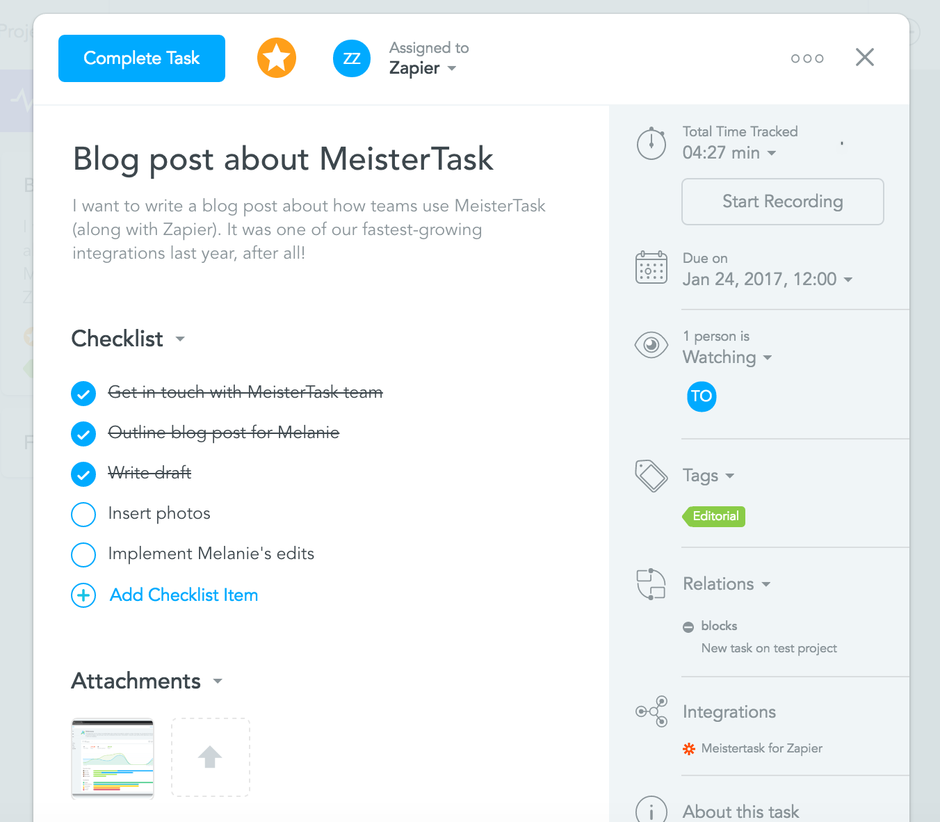 meistertask email to task