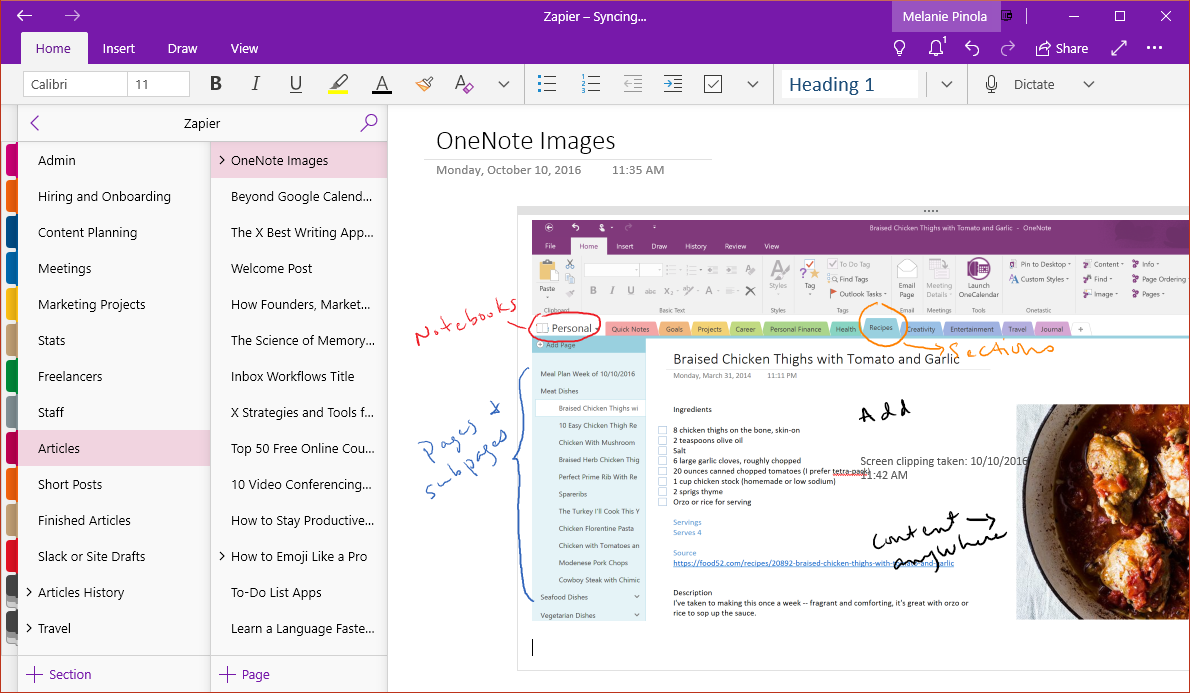 OneNote screenshot