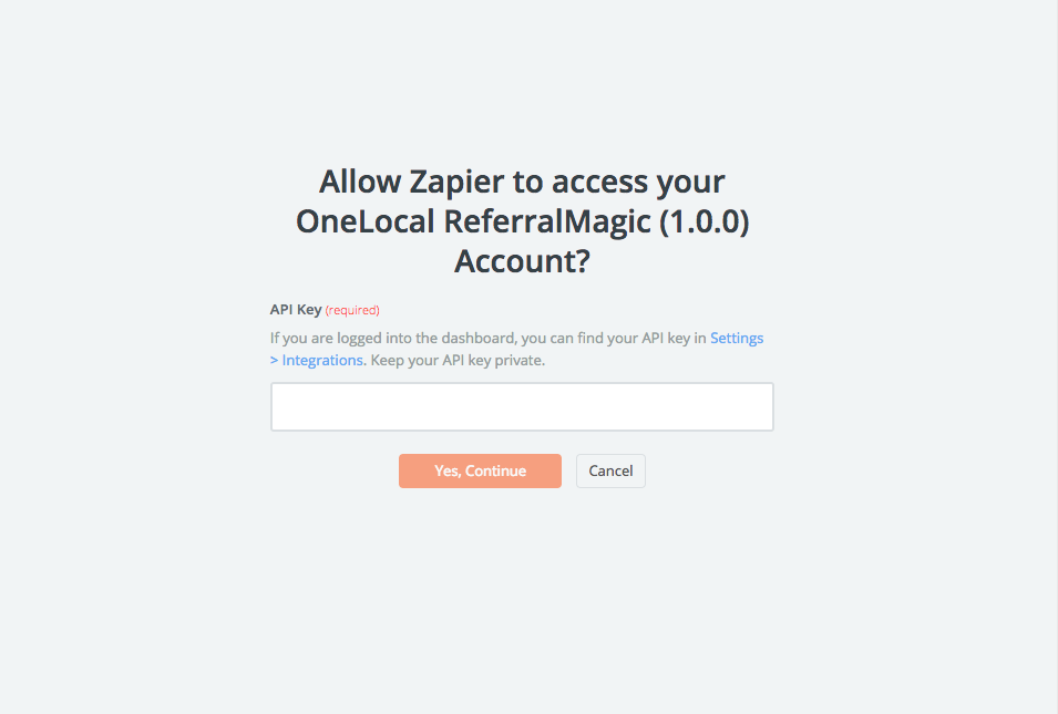 OneLocal ReferralMagic API Key