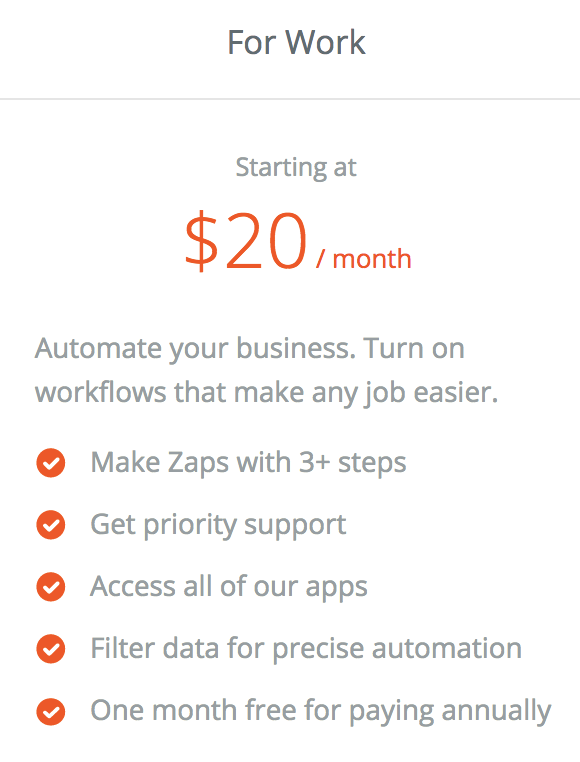 zapier monthly cost