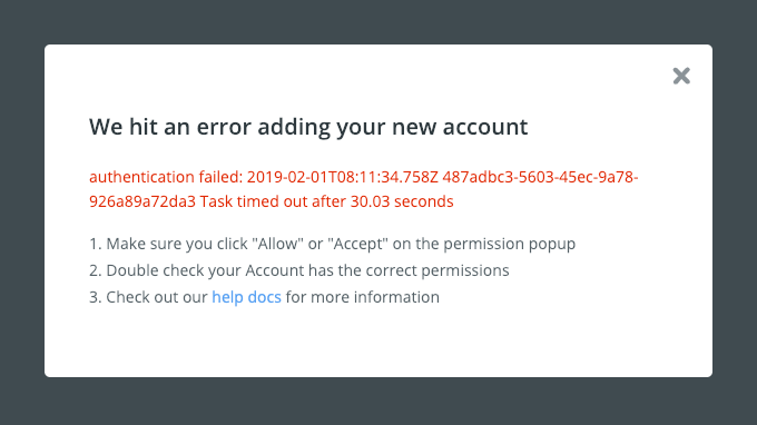 Zapier Authentication Timed Out