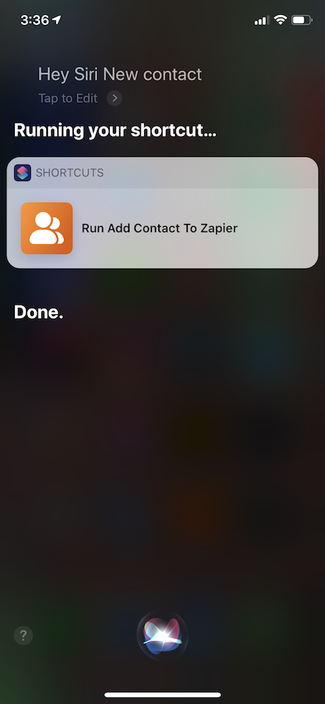 Run Shortcut with Siri