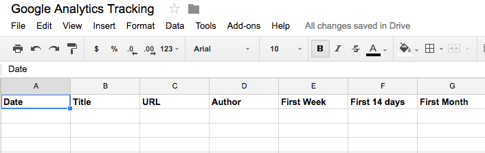 Google Sheet for tracking website traffic