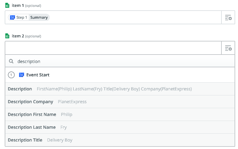 Map out action template with test data from event start trigger test 2