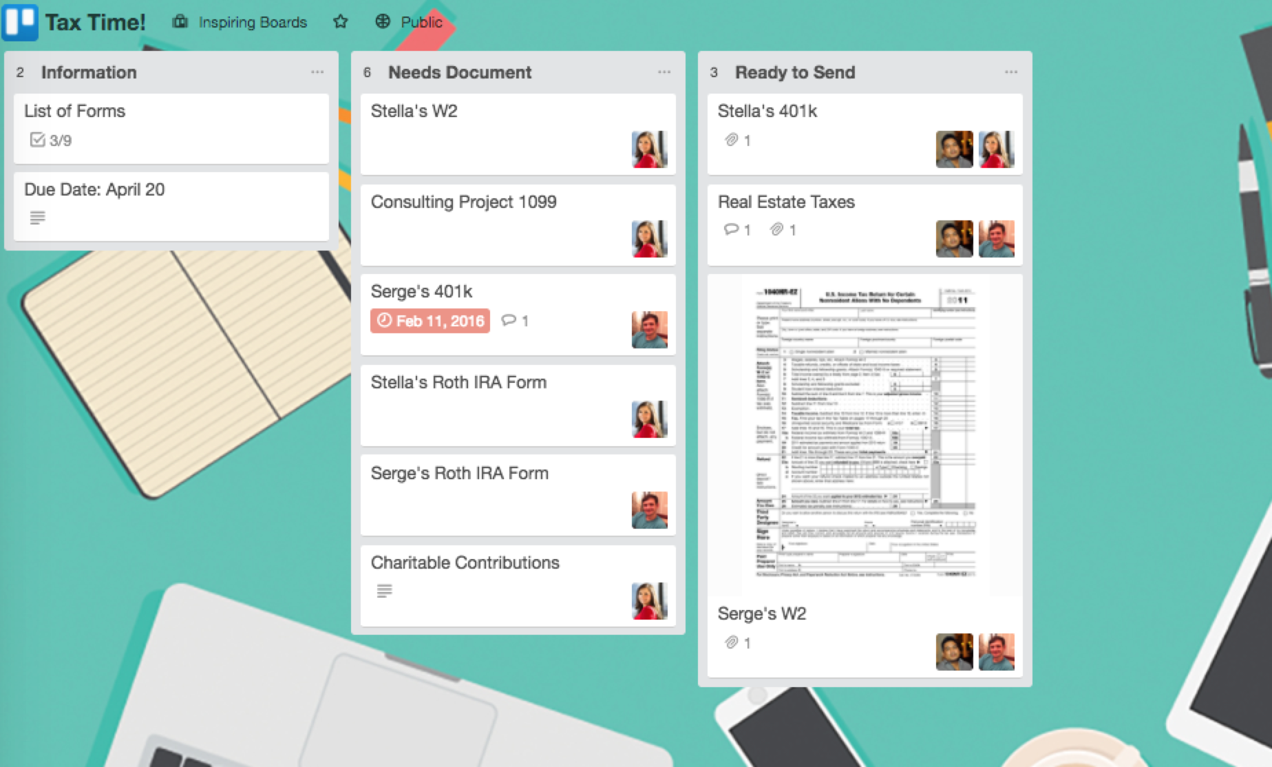 Trello tax organization template