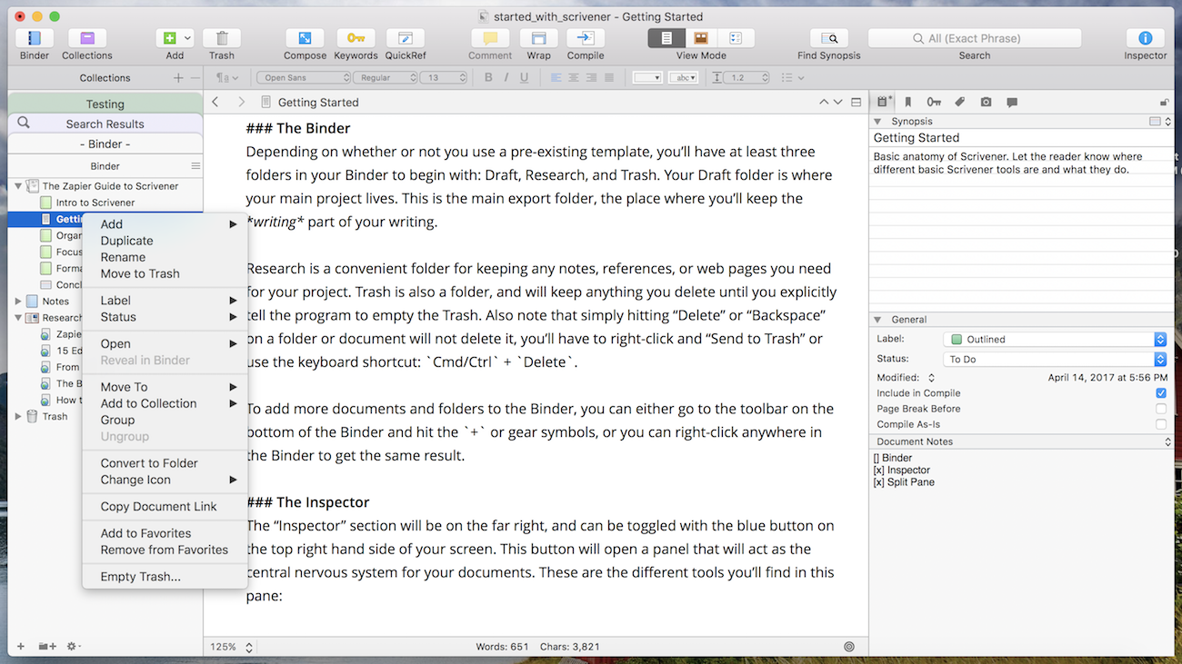 Scrivener Organize