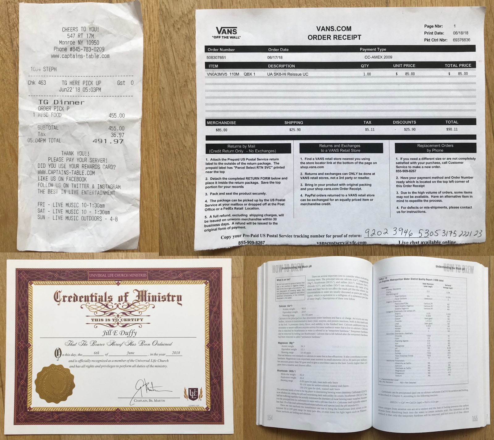 Four documents used for scanning and OCR tests