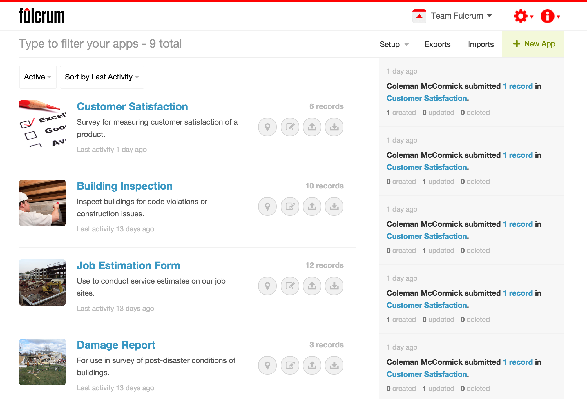 Fulcrum dashboard