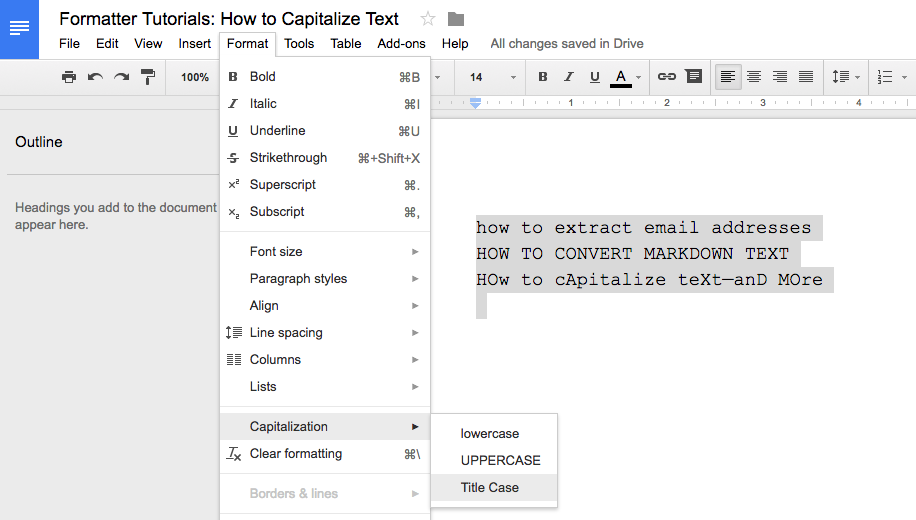 Capitalize text in Google Docs