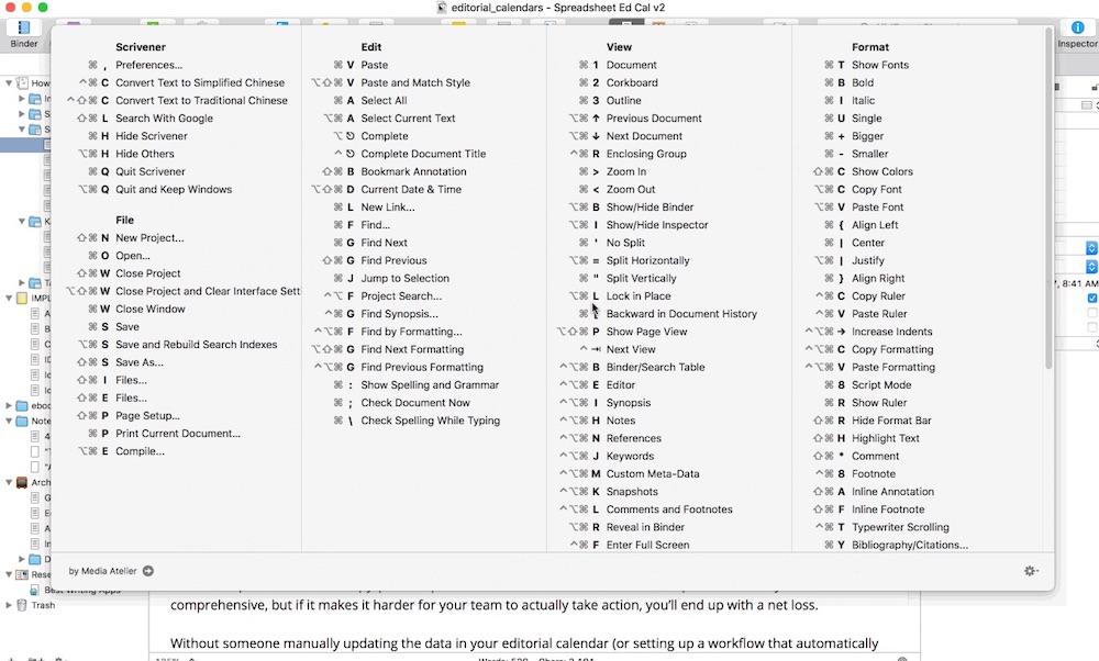 excel shortcut keys list for mac