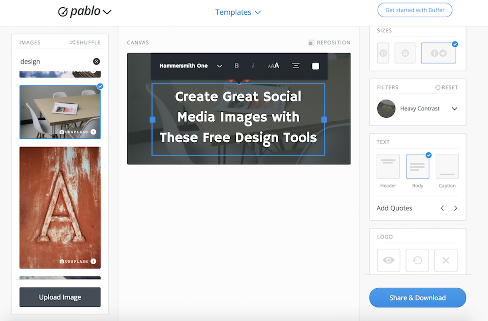 Pablo by Buffer lets you quickly create great social media images