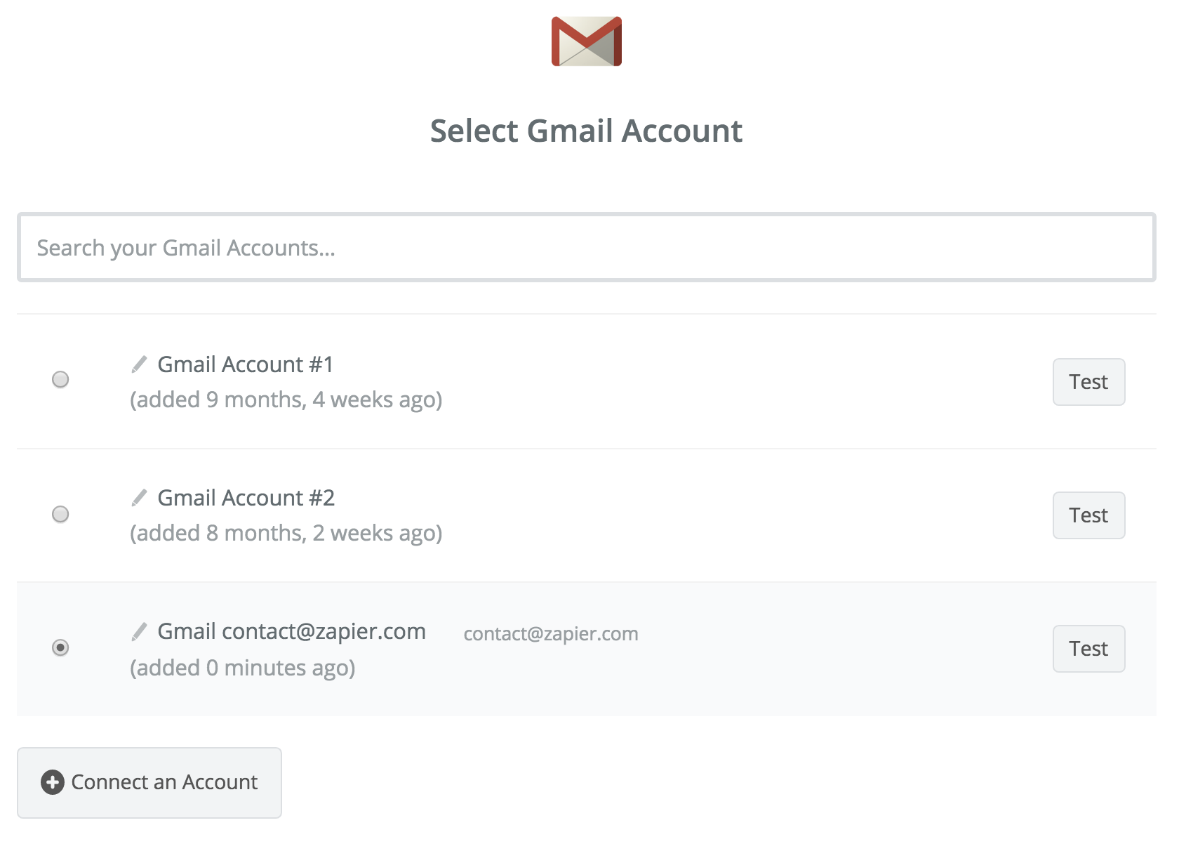 Gmail example connection labels