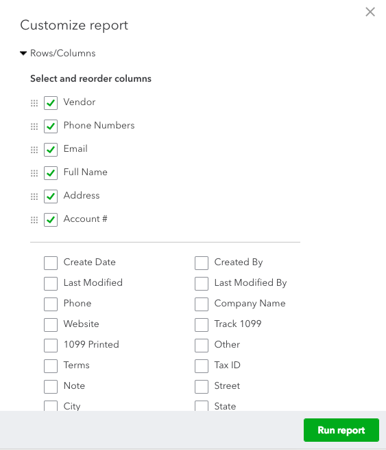 Customize your QuickBooks contact list for exporting.