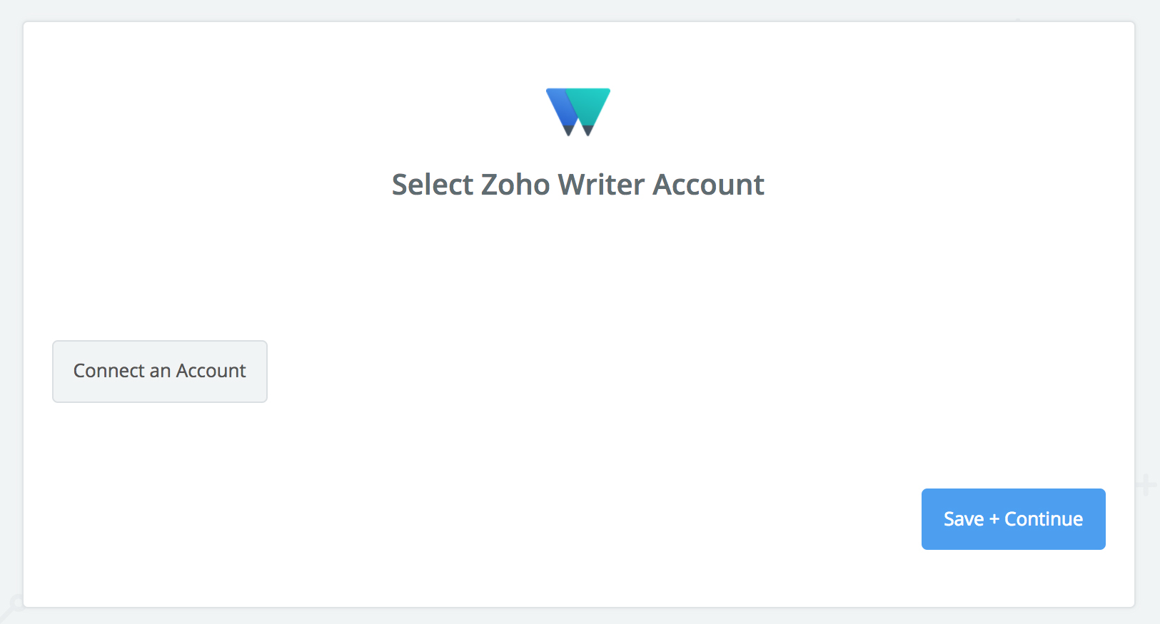 Click to connect Zoho Writer