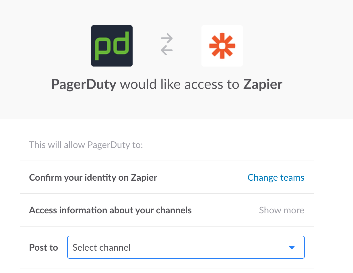 PagerDuty requesting Slack permissions