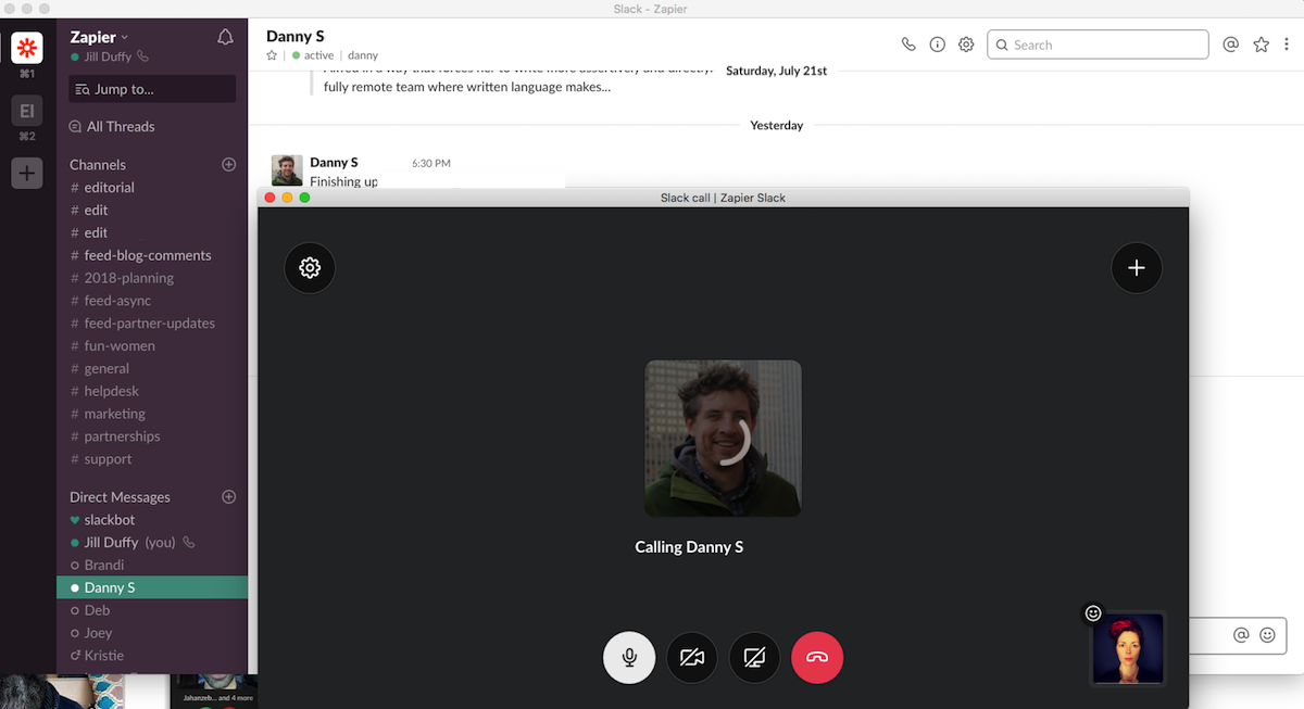 Slack audio and video calls