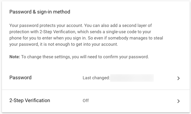 Set Gmail 2-factor settings