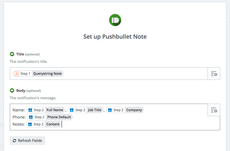 Pushbullet for Zapier