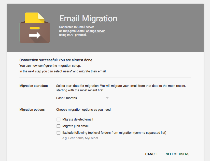 Set migration start day G Suite