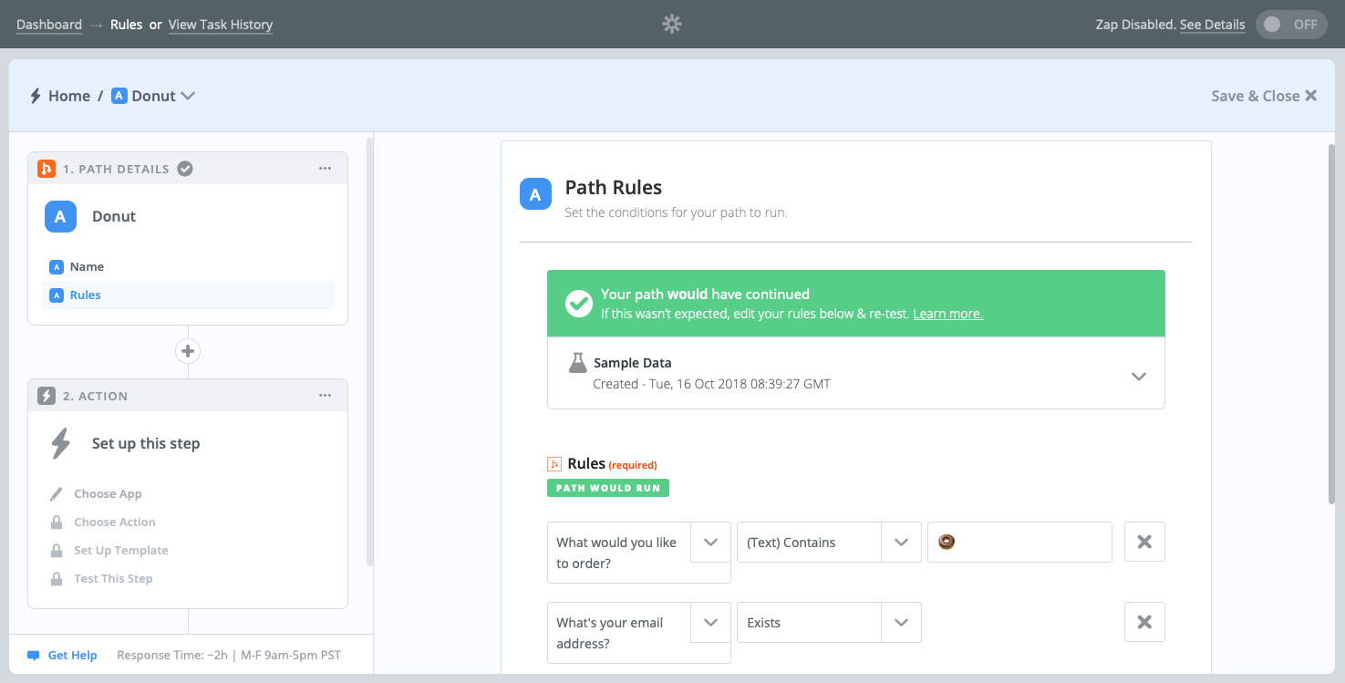 Test Zapier Path rules