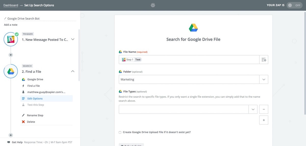 Search Google Drive with Zapier