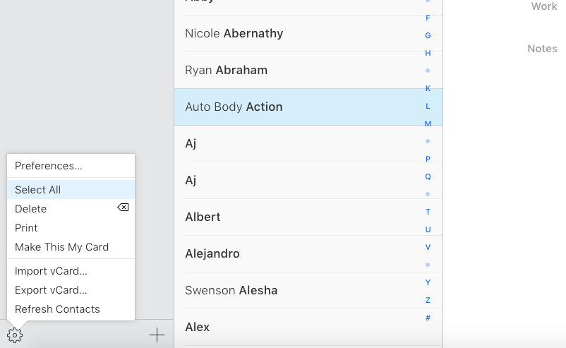 Select all your iCloud contacts.