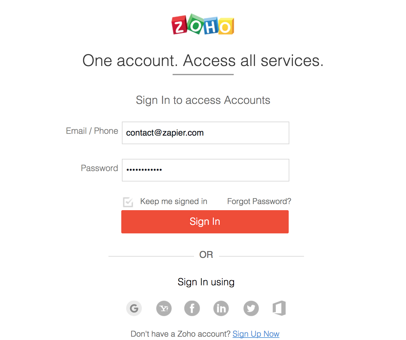 Login to Zoho Writer