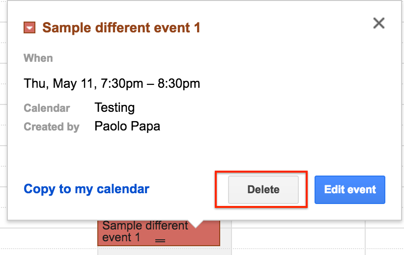 Delete Google Calendar event