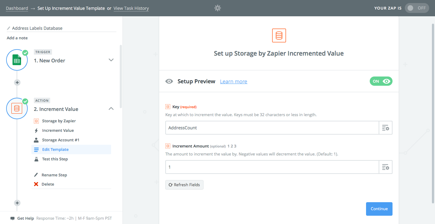 Zapier Storage counter