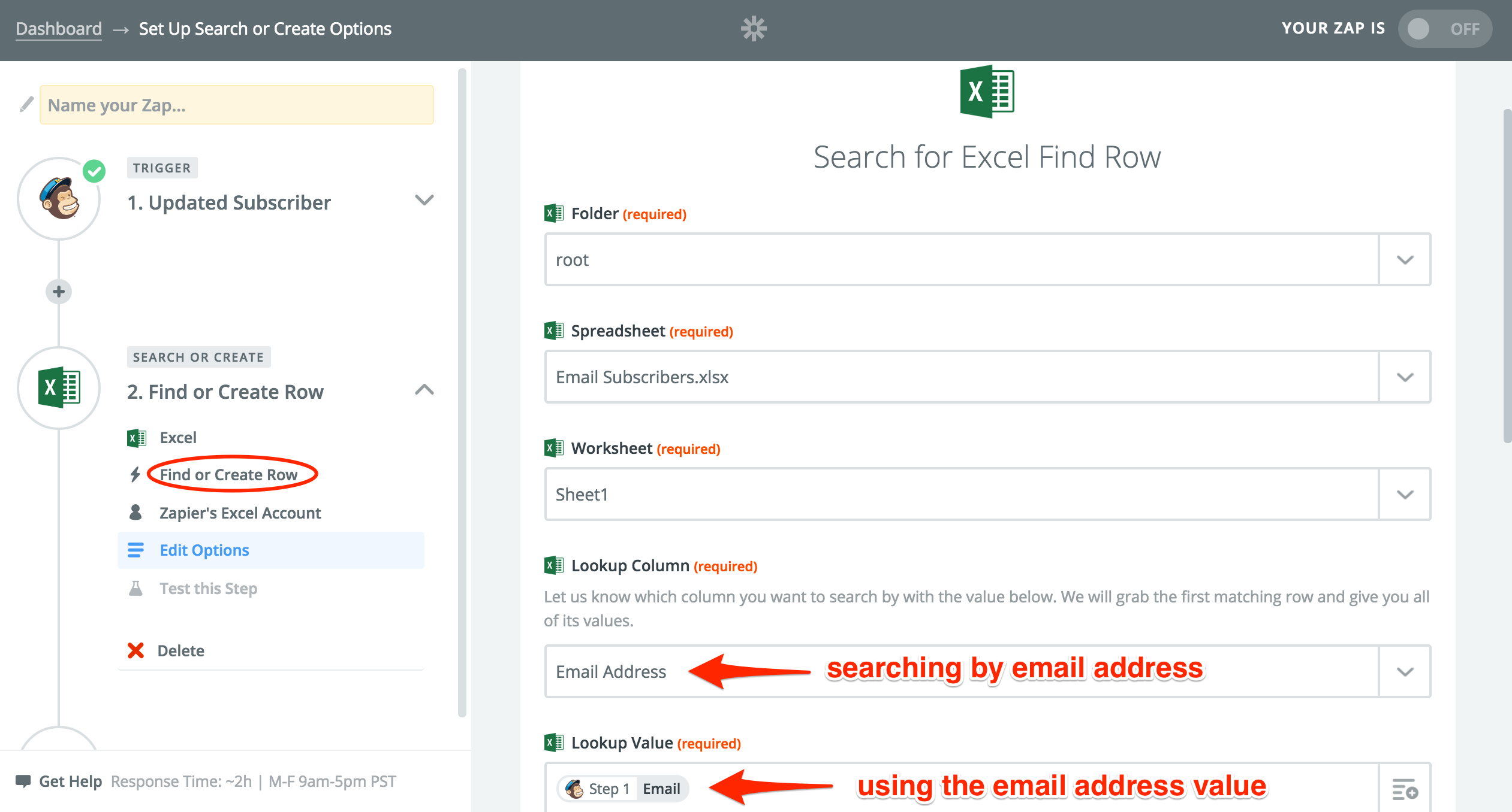 Finding Updating Rows in Microsoft Excel Zapier