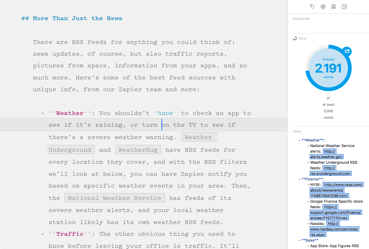 Ulysses Attachments pane