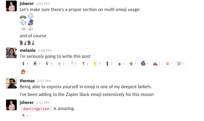 emoji discussion in Slack
