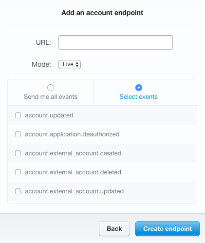 Stripe webhook UI