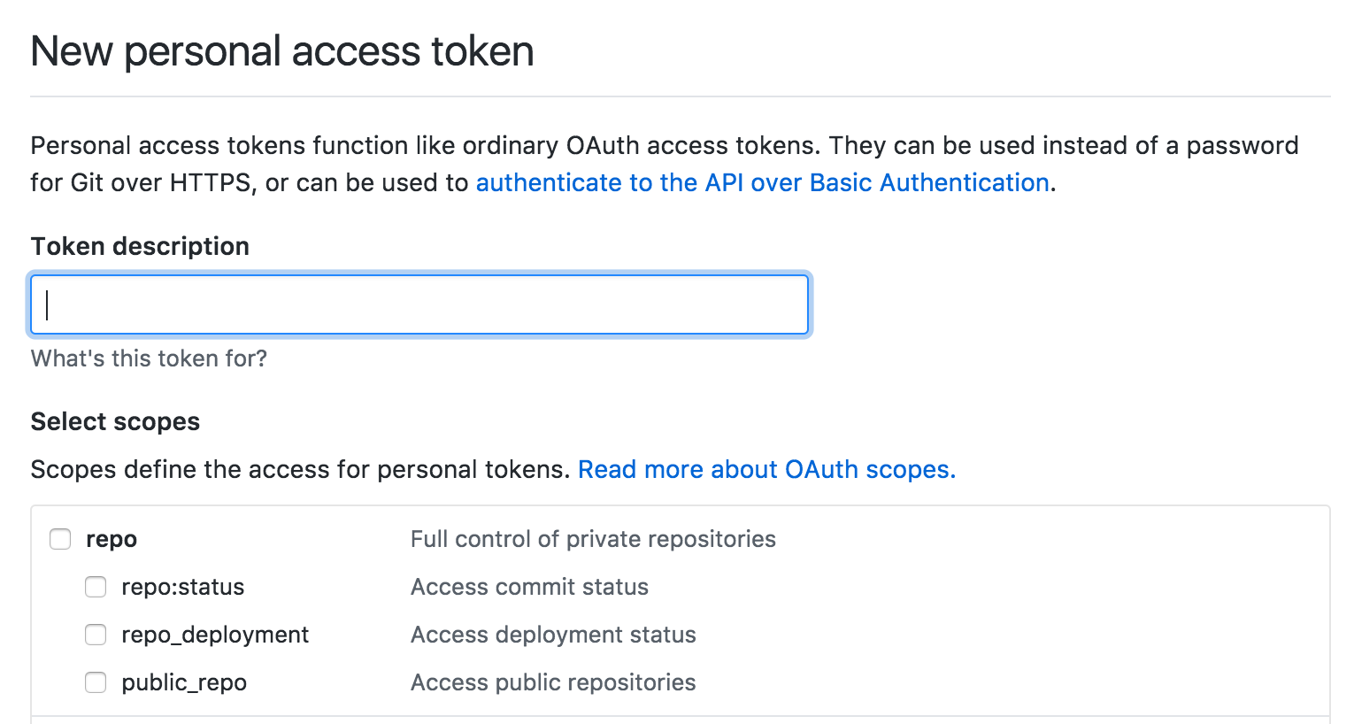 GitHub create token