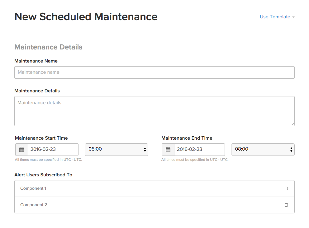 StatusPage.io scheduled maintenance