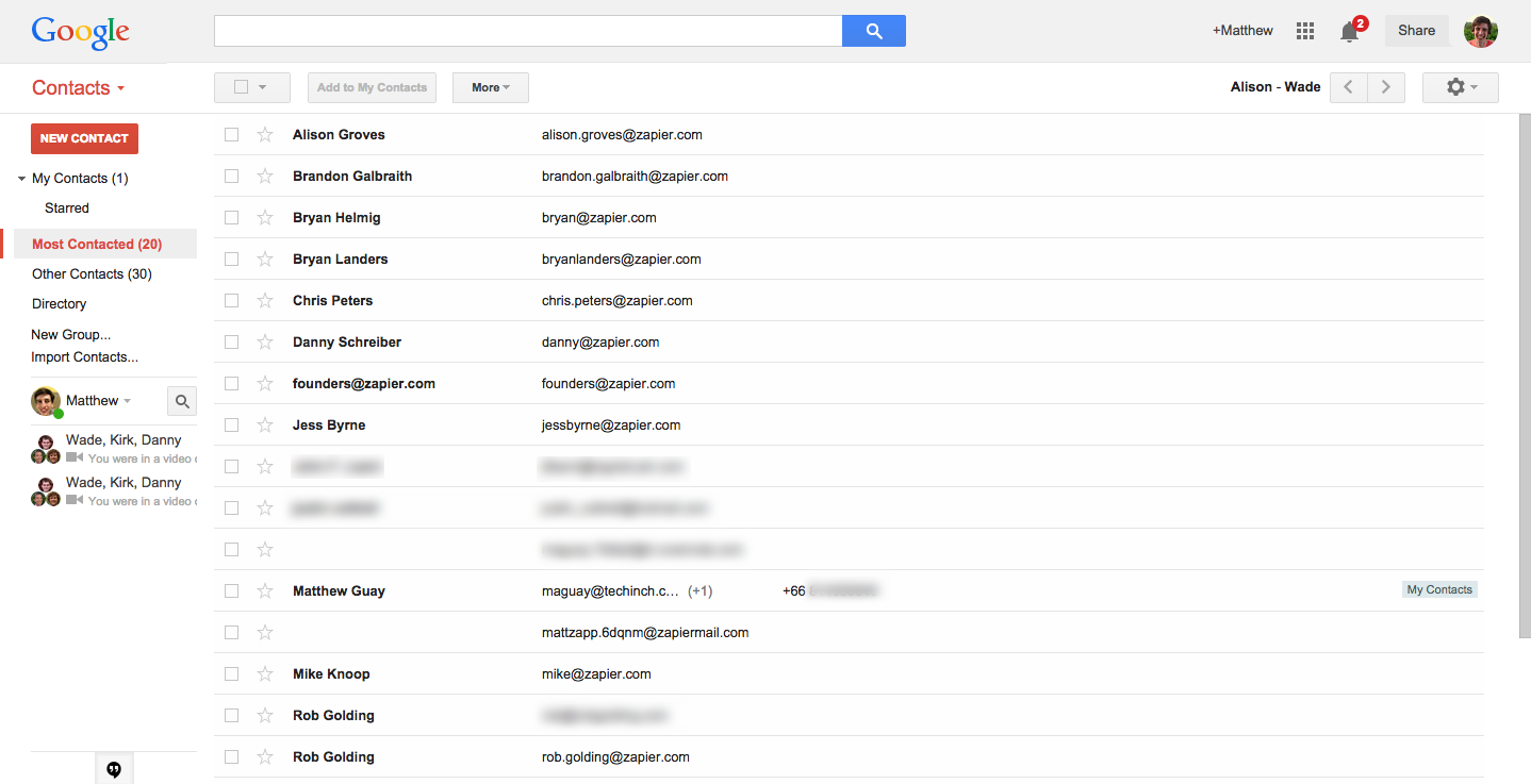 view google contacts
