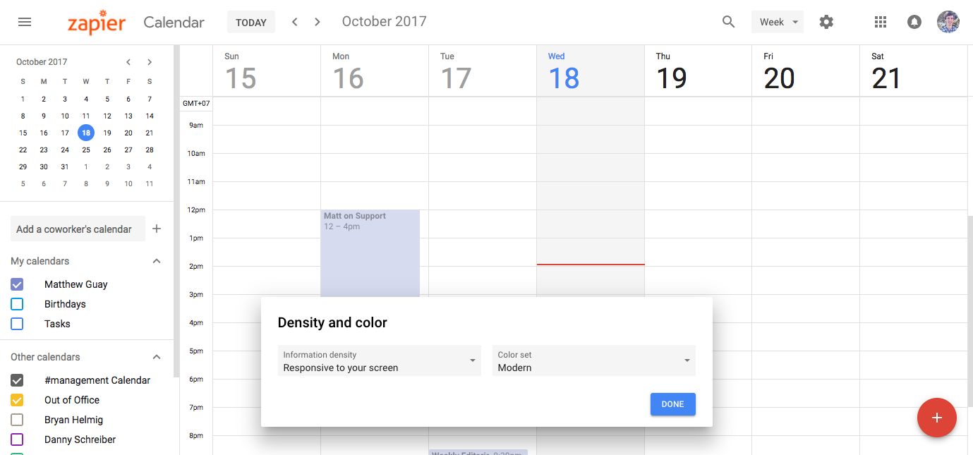 Set google calendar colors