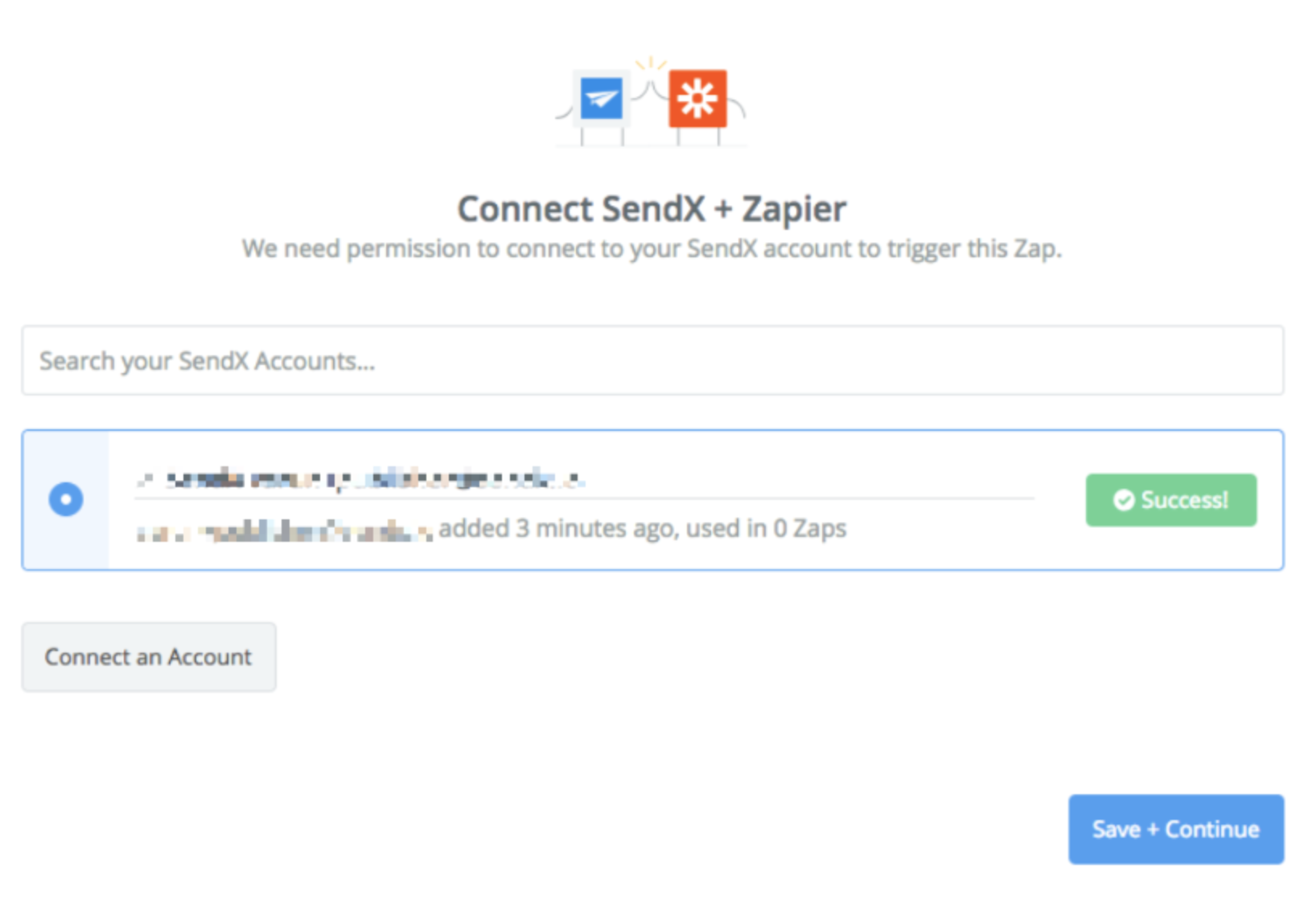 SendX connection successful